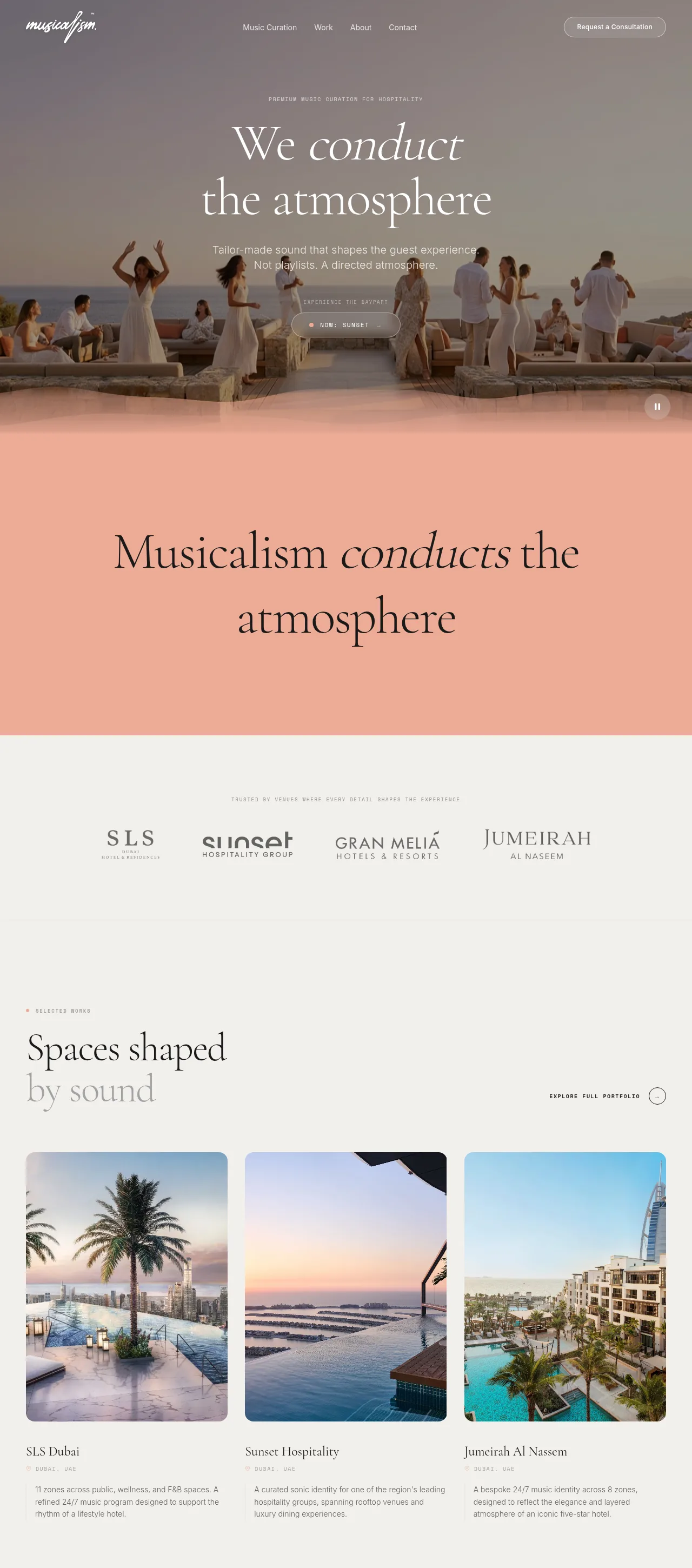 Musicalism website - home, “We conduct the atmosphere”